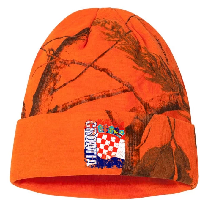 CROATIA Flag Vintage Distressed CROATIA Kati - 12in Camo Beanie