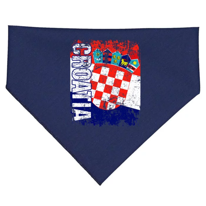 CROATIA Flag Vintage Distressed CROATIA USA-Made Doggie Bandana