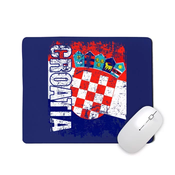 CROATIA Flag Vintage Distressed CROATIA Mousepad