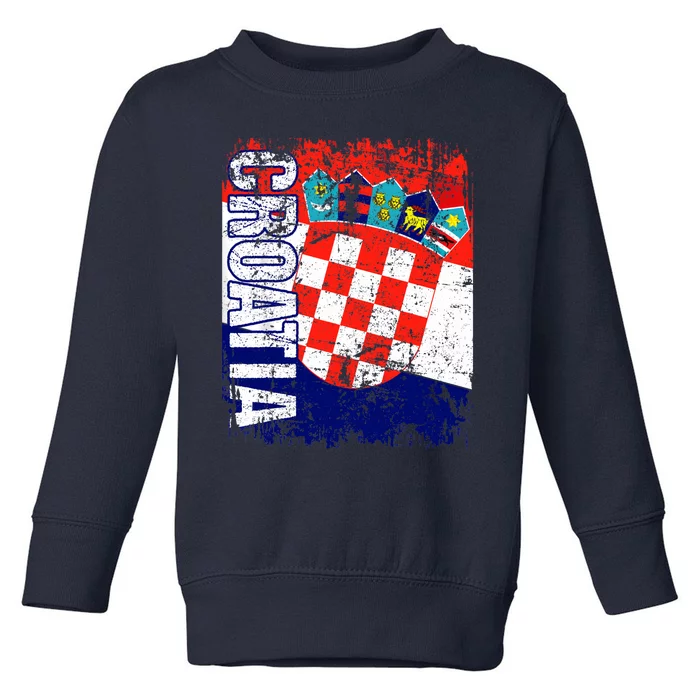 CROATIA Flag Vintage Distressed CROATIA Toddler Sweatshirt