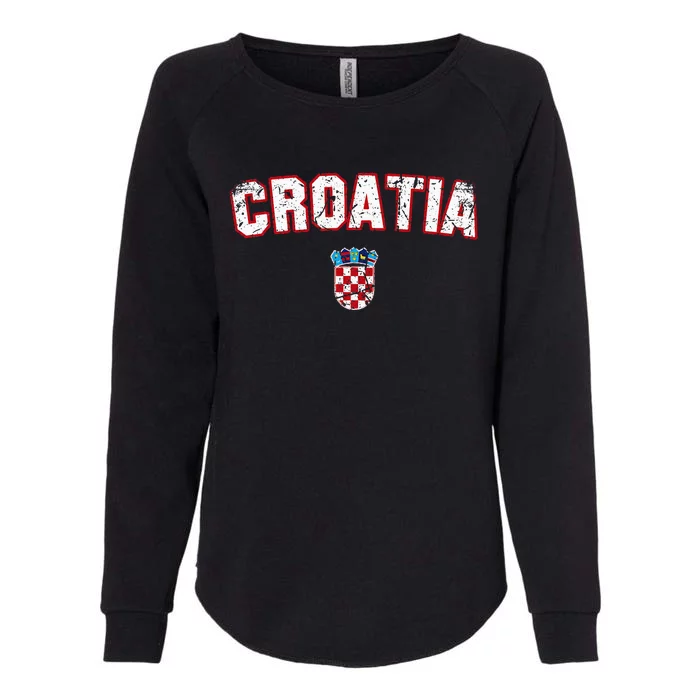 Croatia Flag Vintage Womens California Wash Sweatshirt