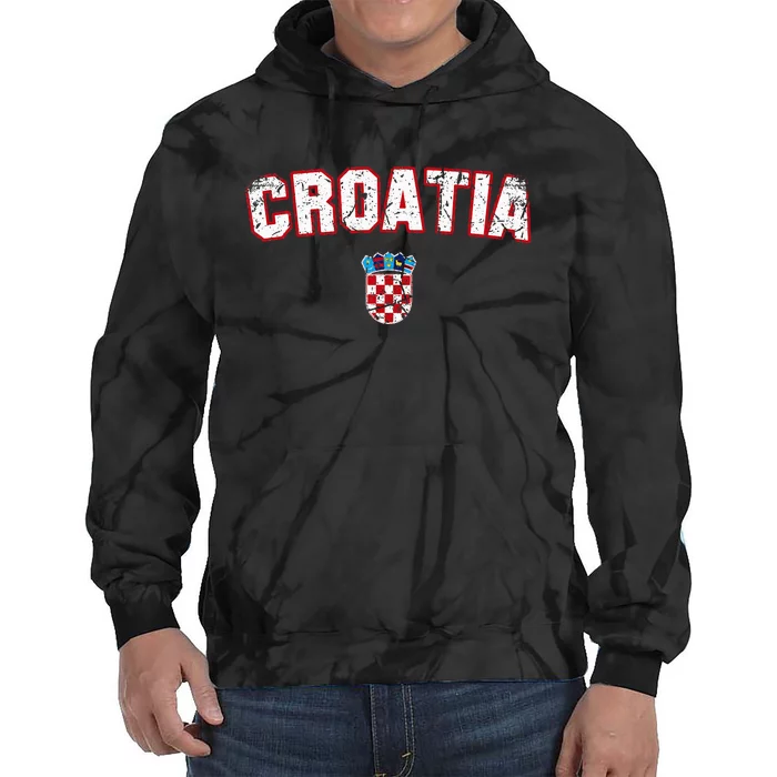 Croatia Flag Vintage Tie Dye Hoodie