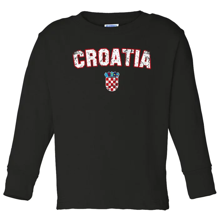 Croatia Flag Vintage Toddler Long Sleeve Shirt