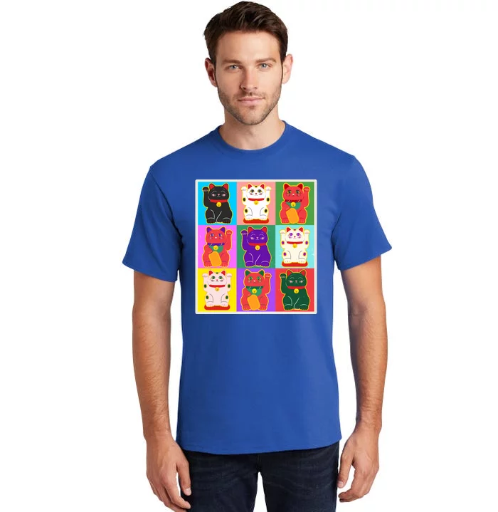 Cool Funny Vintage Japanese Lucky Cat Maneki Neko Pop Art Tall T-Shirt