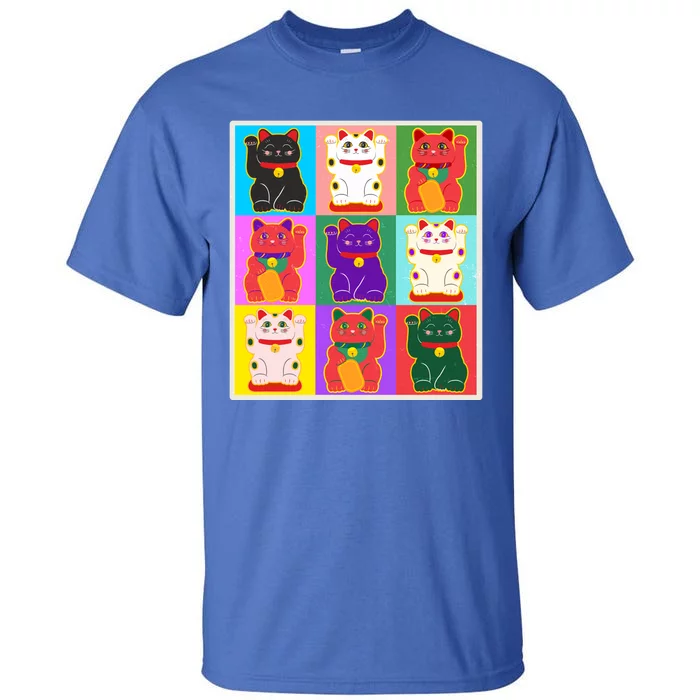 Cool Funny Vintage Japanese Lucky Cat Maneki Neko Pop Art Tall T-Shirt