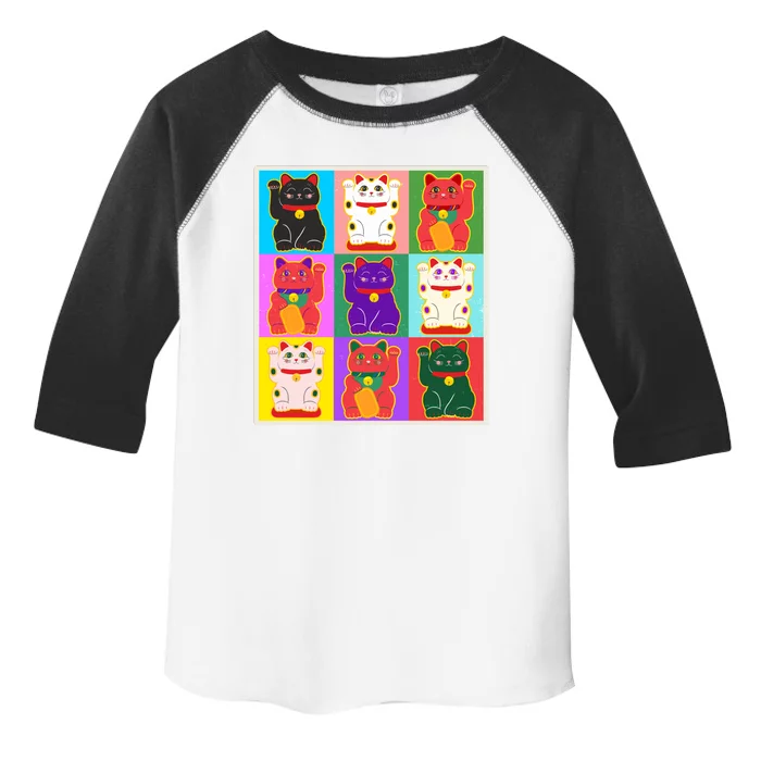 Cool Funny Vintage Japanese Lucky Cat Maneki Neko Pop Art Toddler Fine Jersey T-Shirt