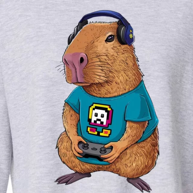 Capybara Funny Video Games Capybara Great Gift Cropped Pullover Crew