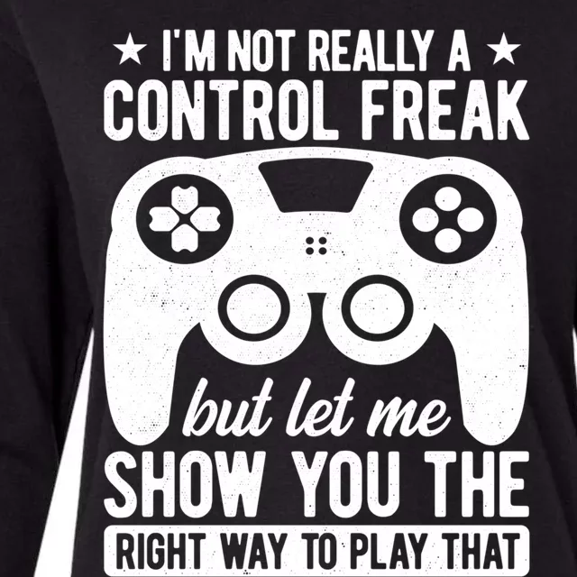 Control Freak Video Game Player Gaming Gamer Pc Console Geek Great Gift Womens Cotton Relaxed Long Sleeve T-Shirt