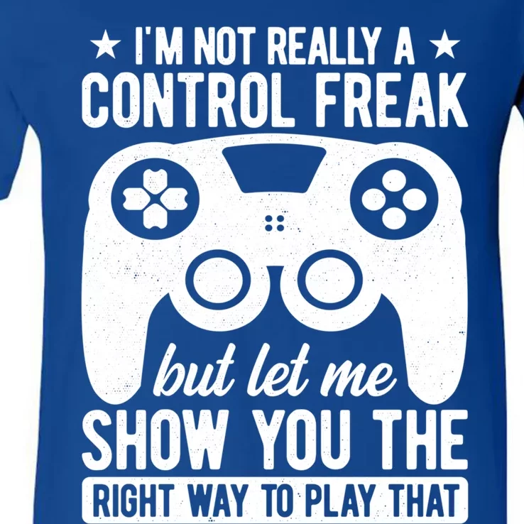 Control Freak Video Game Player Gaming Gamer Pc Console Geek Great Gift V-Neck T-Shirt