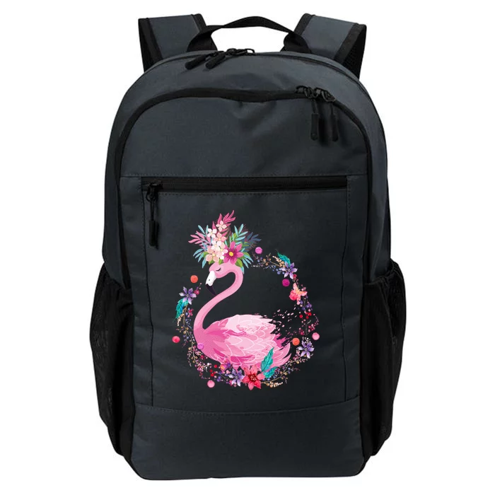 Cute Flower Wreath Flamingo Daily Commute Backpack