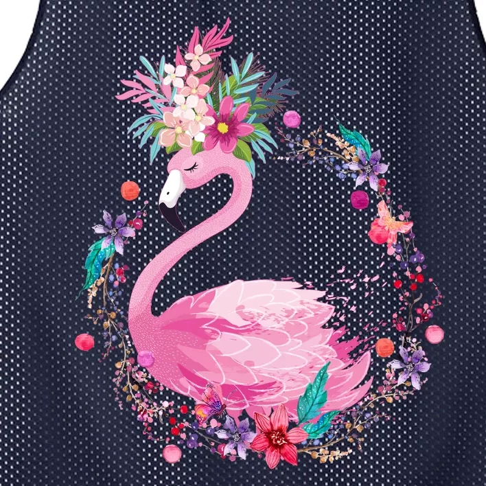 Cute Flower Wreath Flamingo Mesh Reversible Basketball Jersey Tank