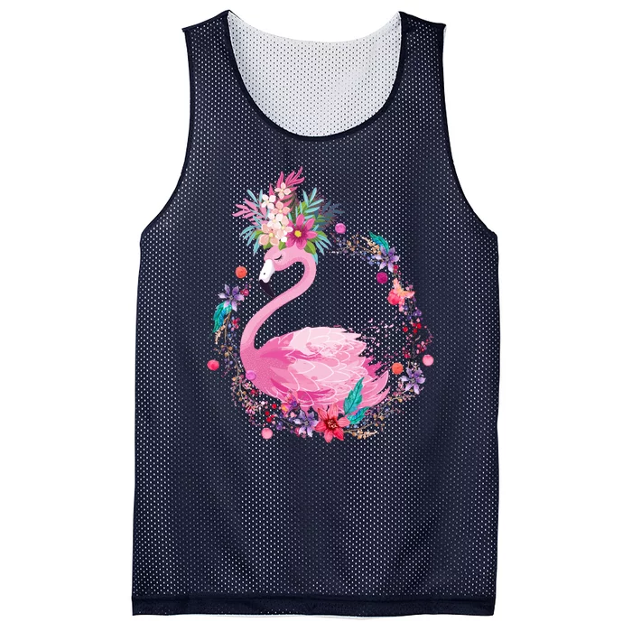 Cute Flower Wreath Flamingo Mesh Reversible Basketball Jersey Tank