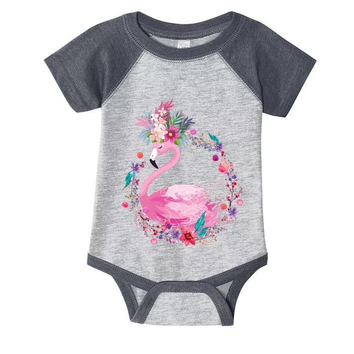 Cute Flower Wreath Flamingo Infant Baby Jersey Bodysuit