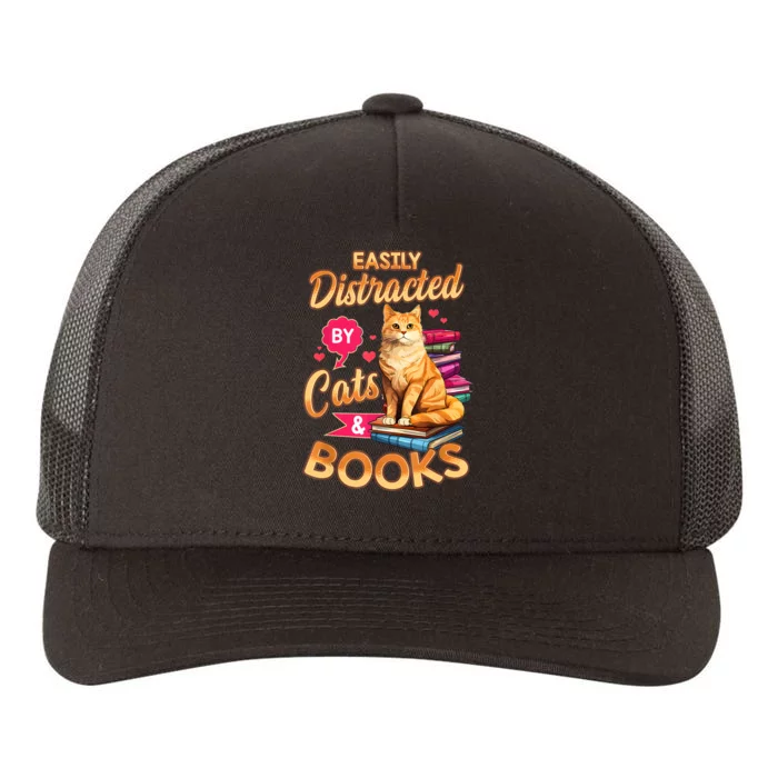 Cat For Women Book Lover Funny Cats And Books Yupoong Adult 5-Panel Trucker Hat