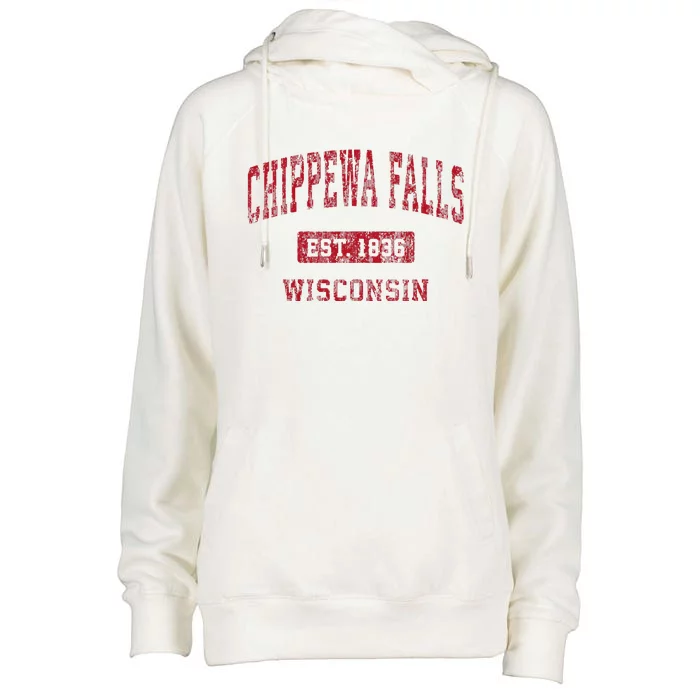 Chippewa Falls Wisconsin Wi Vintage Sports Womens Funnel Neck Pullover Hood