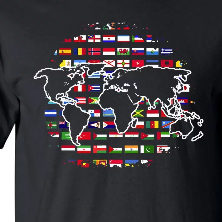 Country Flags World Map Traveling International World Flags Tall T-Shirt