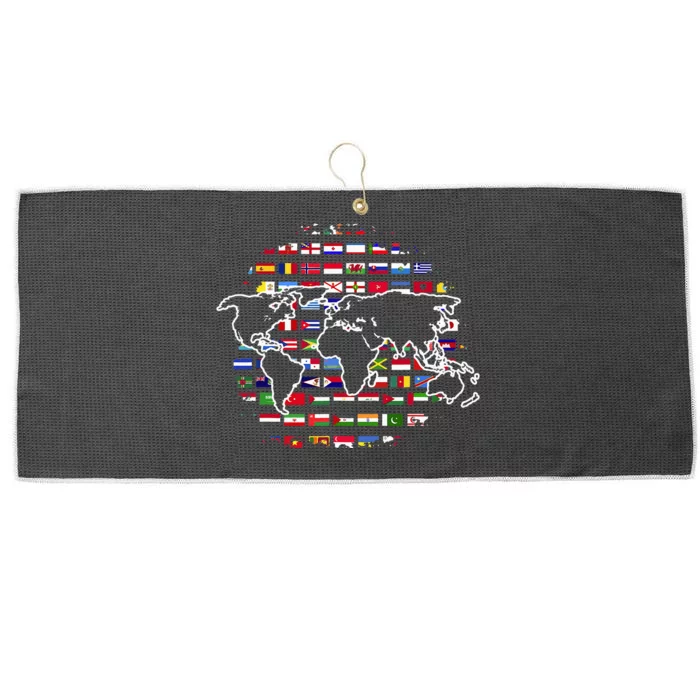 Country Flags World Map Traveling International World Flags Large Microfiber Waffle Golf Towel