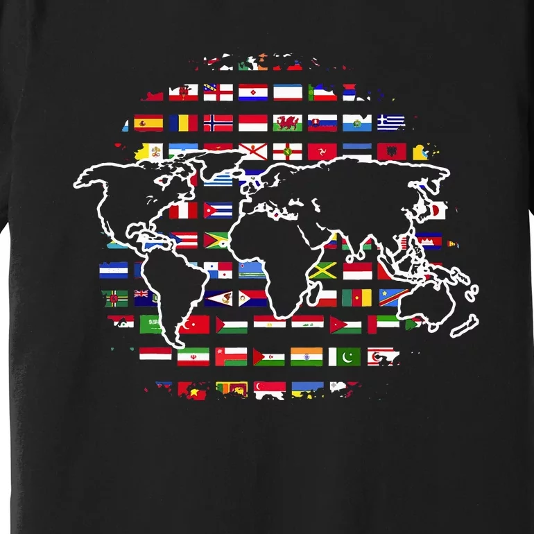 Country Flags World Map Traveling International World Flags Premium T-Shirt