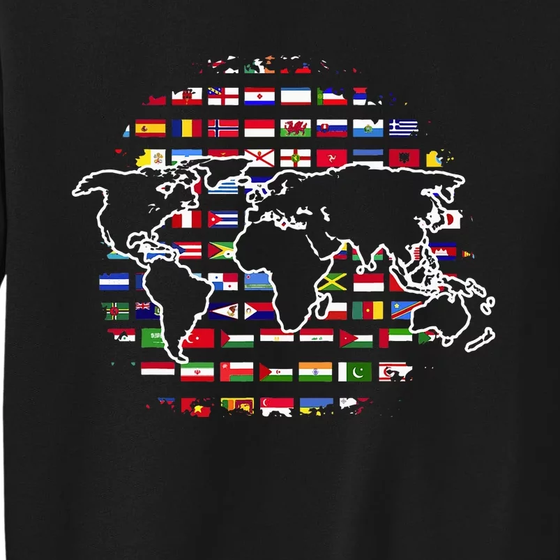 Country Flags World Map Traveling International World Flags Tall Sweatshirt