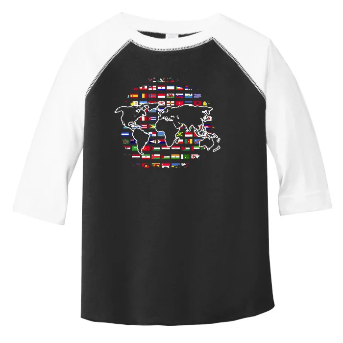 Country Flags World Map Traveling International World Flags Toddler Fine Jersey T-Shirt