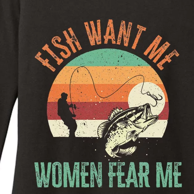 Cute Fish Want Me Fear Me Fishing Fisherman Angler Womens CVC Long Sleeve Shirt