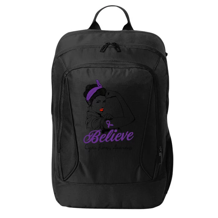 Cystic Fibrosis Warrior Unbreakable Purple Ribbon Gift City Backpack