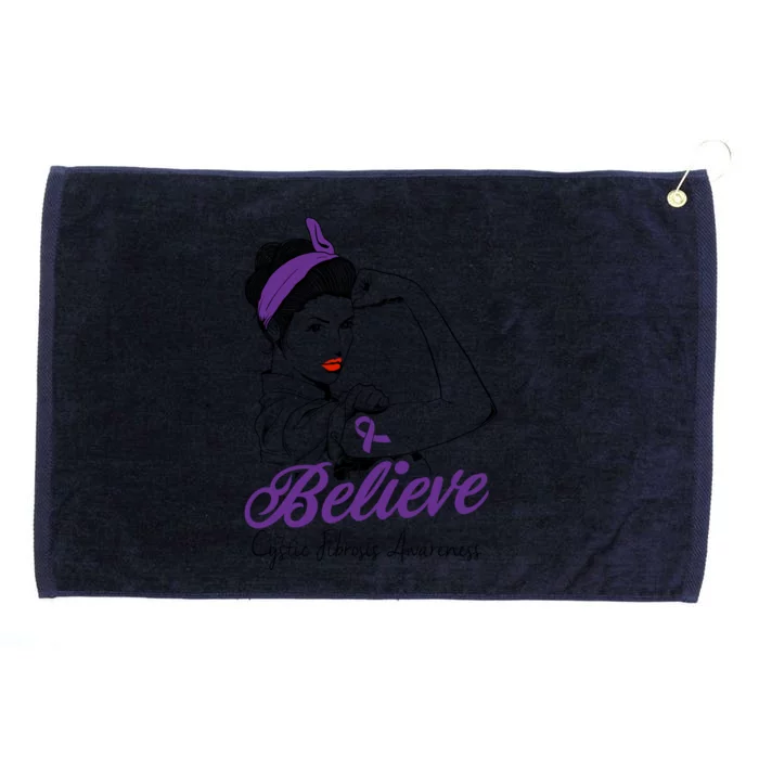 Cystic Fibrosis Warrior Unbreakable Purple Ribbon Gift Grommeted Golf Towel