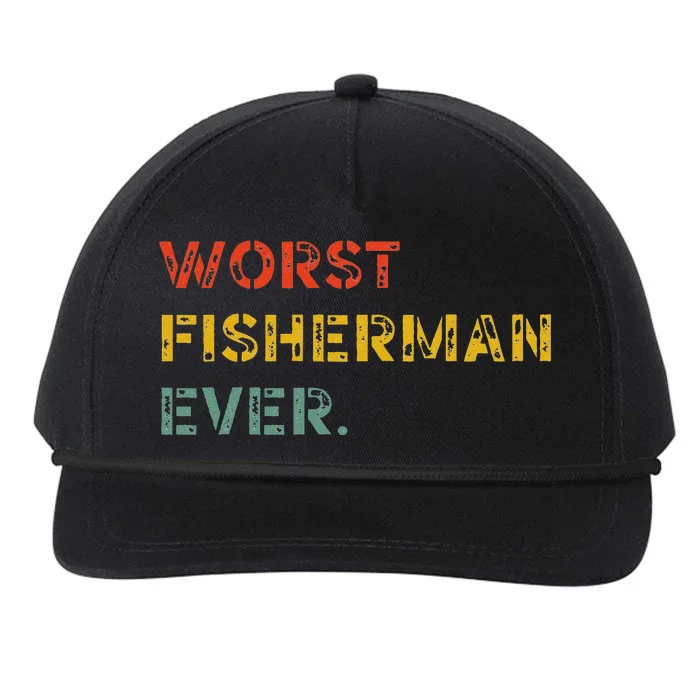 Cute Fishing Worst Fisherman Ever Birthday Fathers Funny Snapback Five-Panel Rope Hat