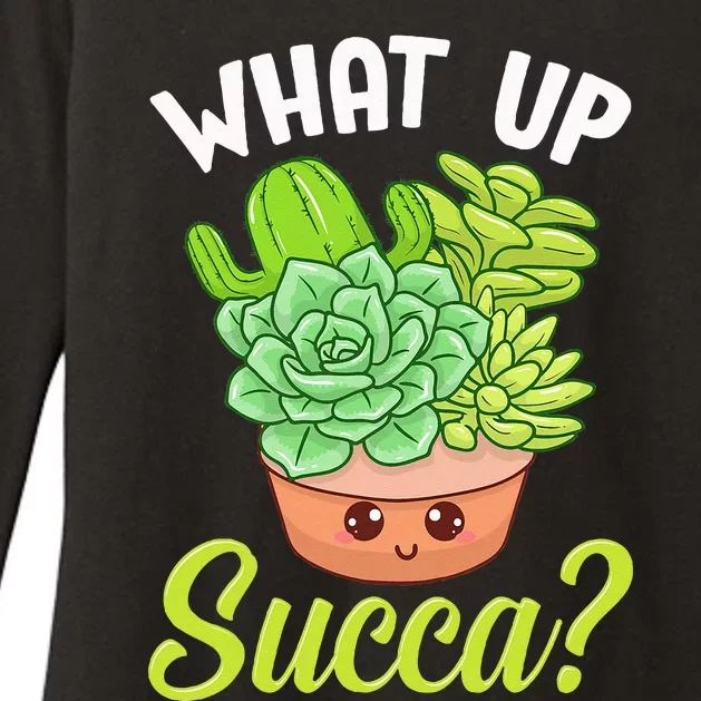 Cute & Funny What Up Succa Punny Succulent Cactus Pun Womens CVC Long Sleeve Shirt