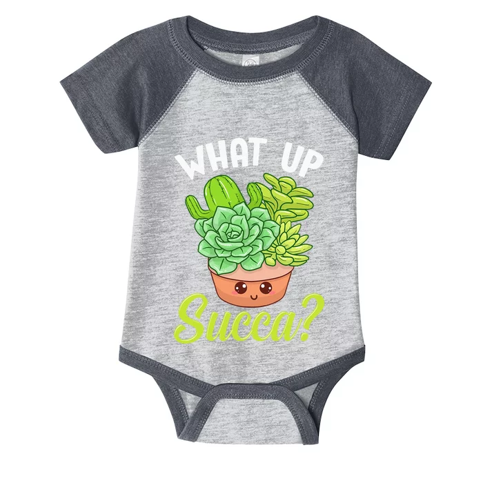 Cute & Funny What Up Succa Punny Succulent Cactus Pun Infant Baby Jersey Bodysuit