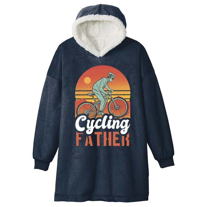 Cycling Father With A Bike For Father's Day Gift Hooded Wearable Blanket