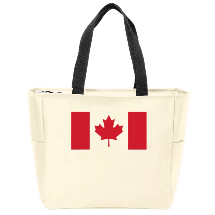 Canadian Flag Women Men Red Maple Leaf Canada Day Zip Tote Bag