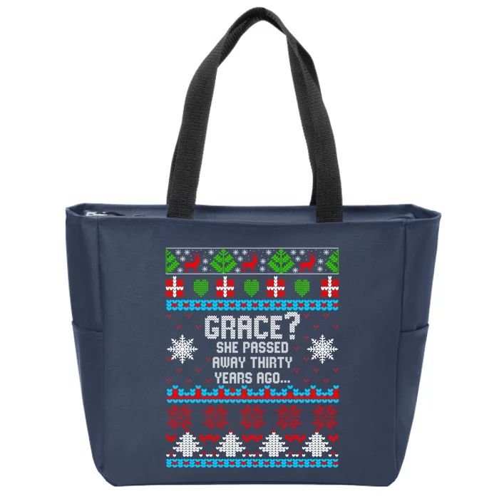 Christmas Family Winter Vacation Ugly Sweater Style Zip Tote Bag