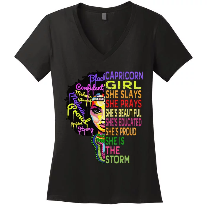 Capricorn for Wo Birthday Gifts Women's V-Neck T-Shirt