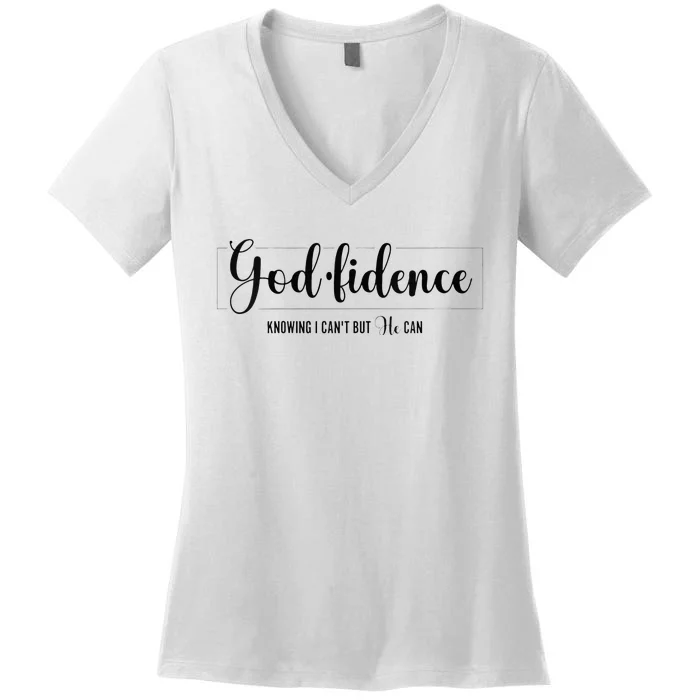 Christian For Women Godfidence Trust God Faith Gift Women's V-Neck T-Shirt