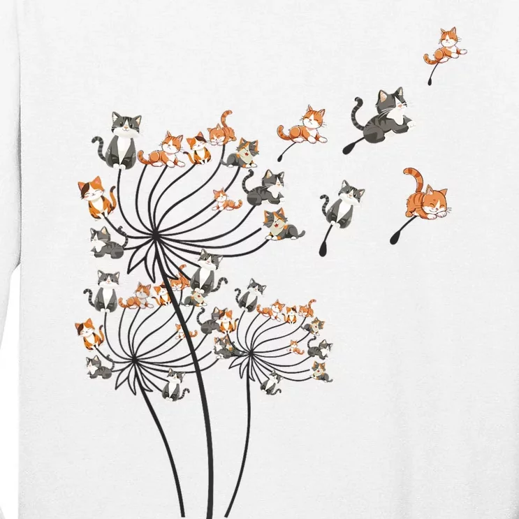 Cat For Women Cute Dandelion Flower Tall Long Sleeve T-Shirt