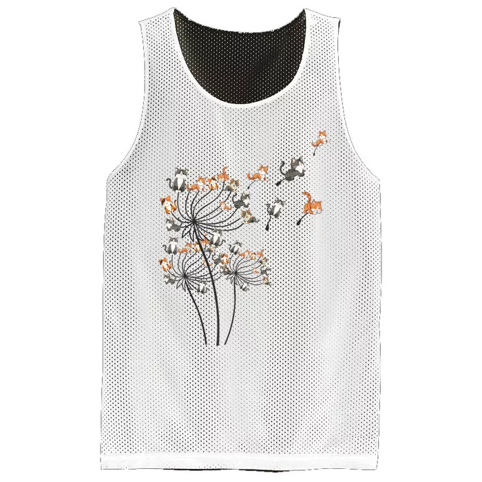 Cat For Women Cute Dandelion Flower Mesh Reversible Basketball Jersey Tank