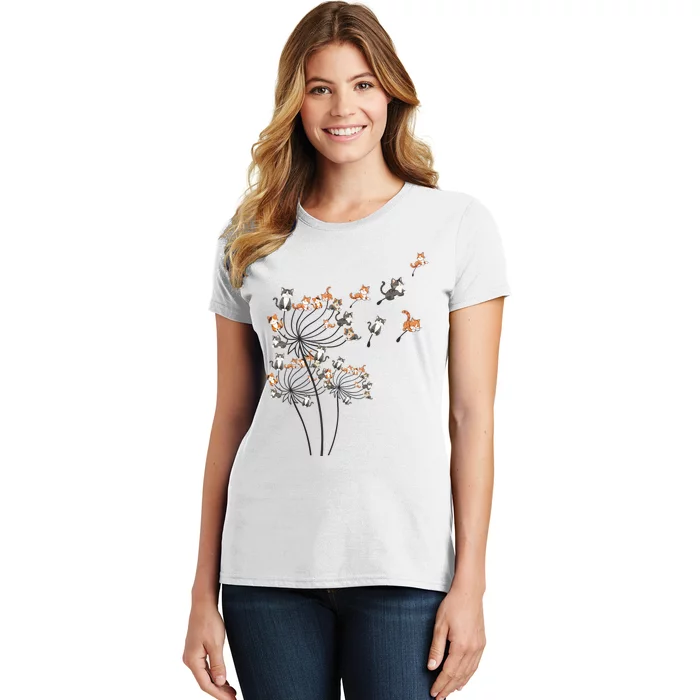 Cat For Women Cute Dandelion Flower Women's T-Shirt