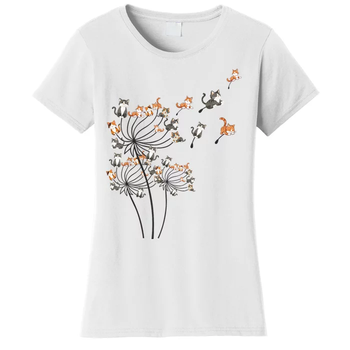 Cat For Women Cute Dandelion Flower Women's T-Shirt