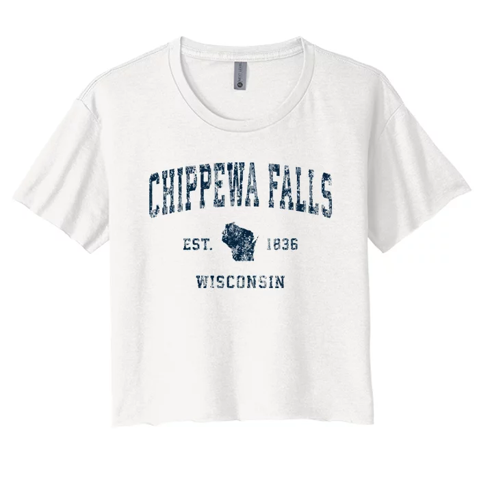 Chippewa Falls Wisconsin Wi Vintage Sports Design Women's Crop Top Tee