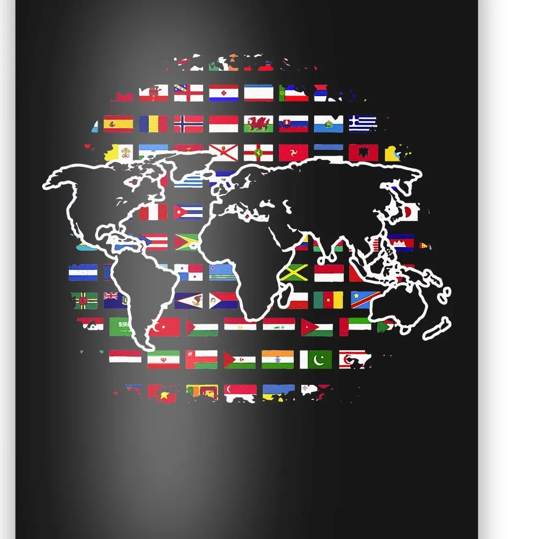 Country Flags World Map Traveling International World Flags Poster