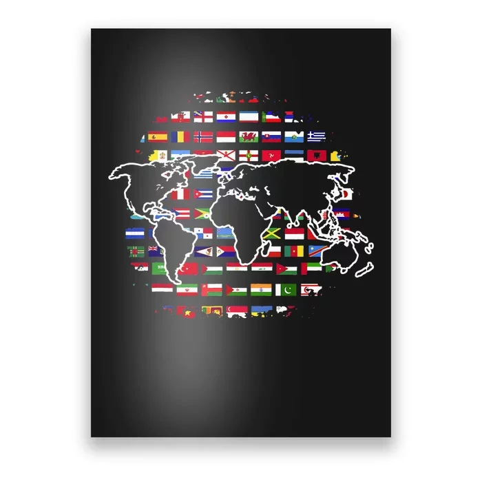 Country Flags World Map Traveling International World Flags Poster