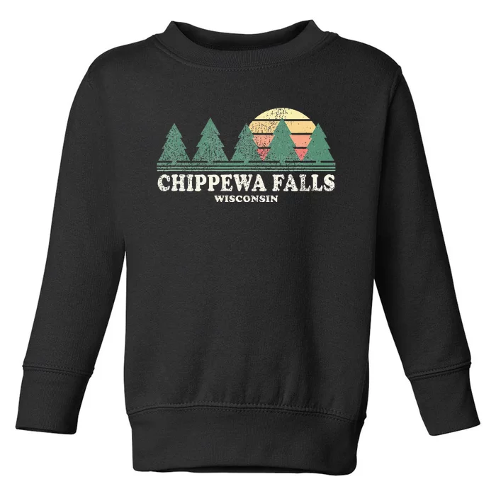 Chippewa Falls Wi Vintage Throwback Retro 70s Design Toddler Sweatshirt