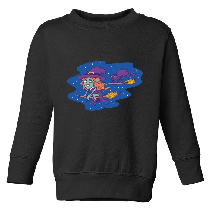 Cute Flying Witch Toddler Sweatshirt