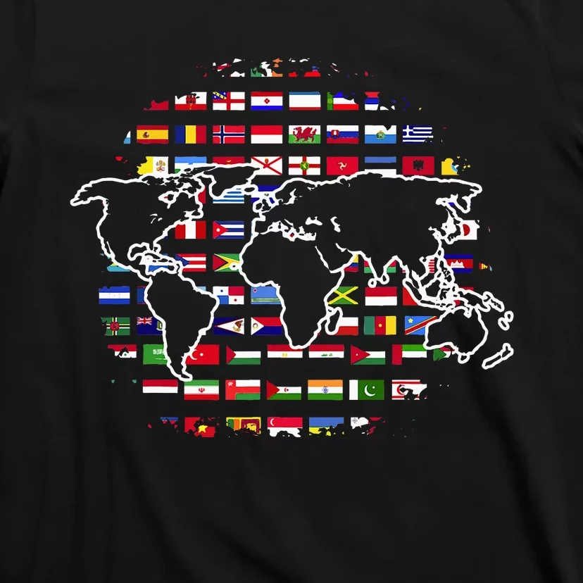 Country Flags World Map Traveling International World Flags T-Shirt