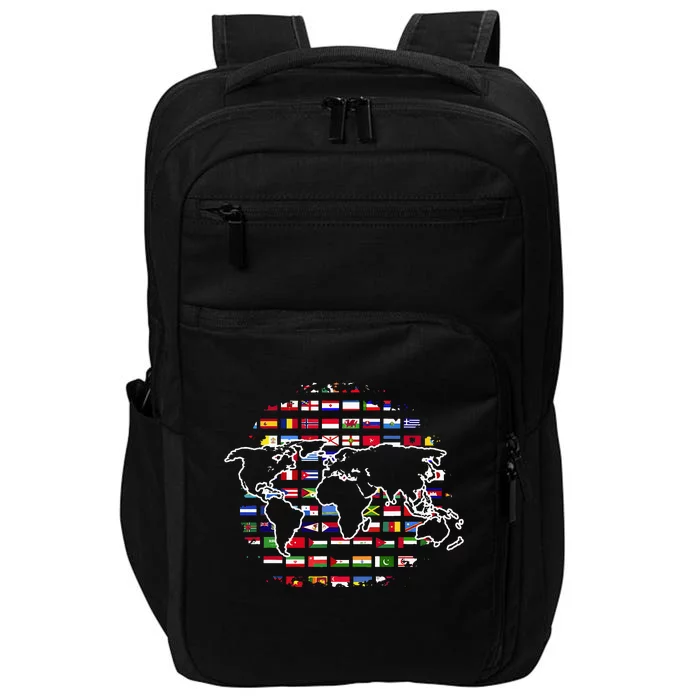 Country Flags World Map Traveling International World Flags Impact Tech Backpack