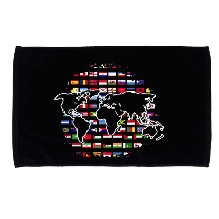 Country Flags World Map Traveling International World Flags Microfiber Hand Towel