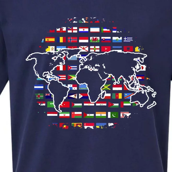 Country Flags World Map Traveling International World Flags Sueded Cloud Jersey T-Shirt