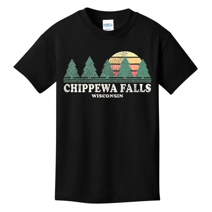 Chippewa Falls Wi Vintage Throwback Retro 70s Kids T-Shirt