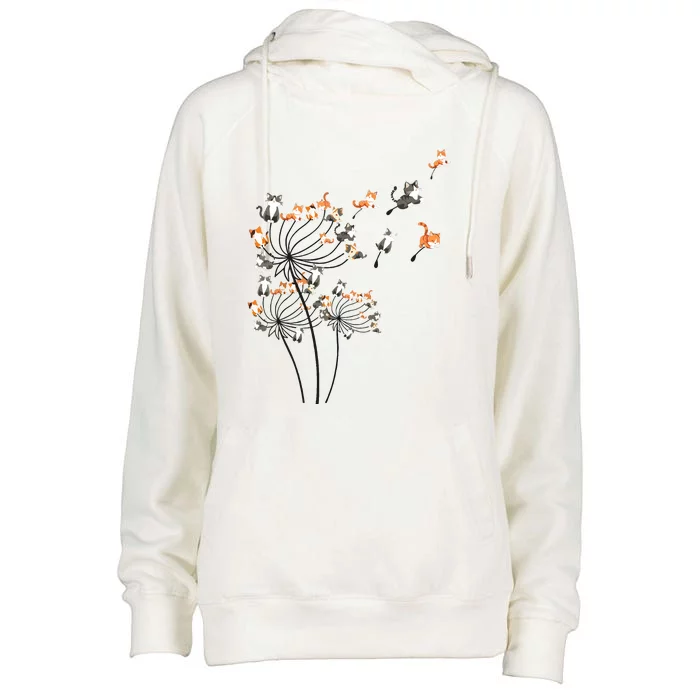 Cat For Women Girl Cute Dandelion Flower Womens Funnel Neck Pullover Hood